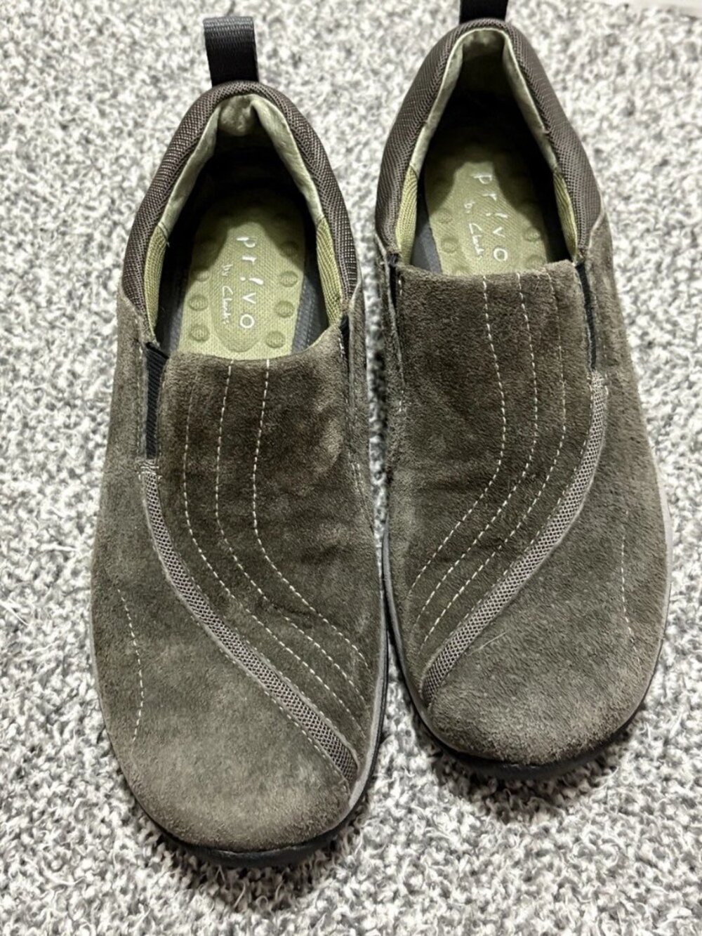 Privo Womens Slip On Shoes Size 6 Olive Green Suede Leather Comfort Lightweight